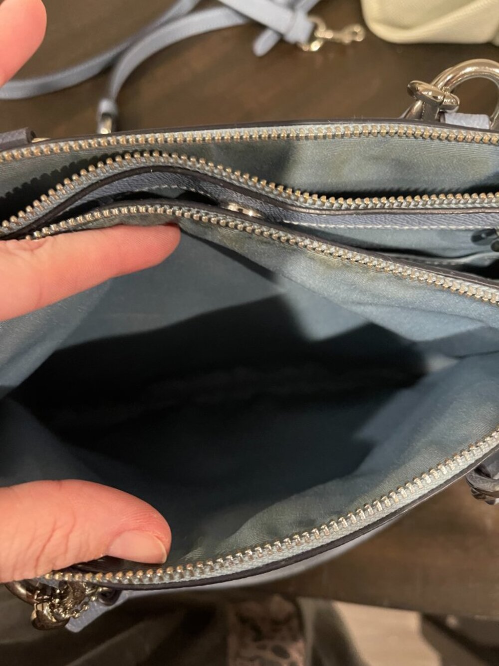 Coach Leather Mini Brooke Blue Carryall - Picture 8 of 10